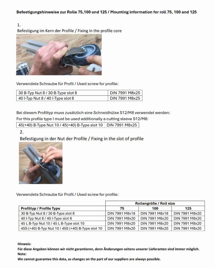 Rollers 75 single bolt hole with brake