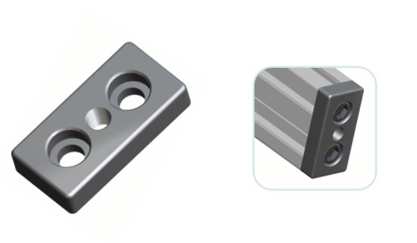 Transport and Base Plate Aluminium 40x80 [M12] for mounting adjustable feet, castors, hooks....