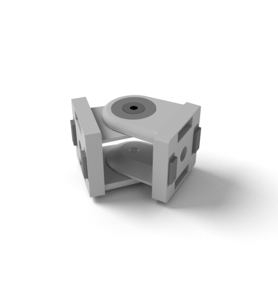 La articulación 40 I-Type R8 fabricada en aluminio inyectado requiere 2 tornillos M8x25 para el núcleo, 2 tornillos M8x12 (opcional)