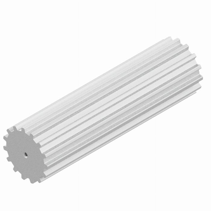 Eje estriado T10 de 15 dientes y L=160mm fabricado en aluminio