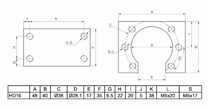 Ball screw nut housing HD16 suitable for ball screw SFU1605-4