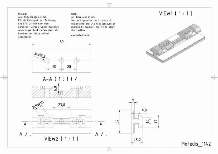 Patin deslizante Tipo I Ranura 8 para deslizar perfiles de aluminio. Material acero.