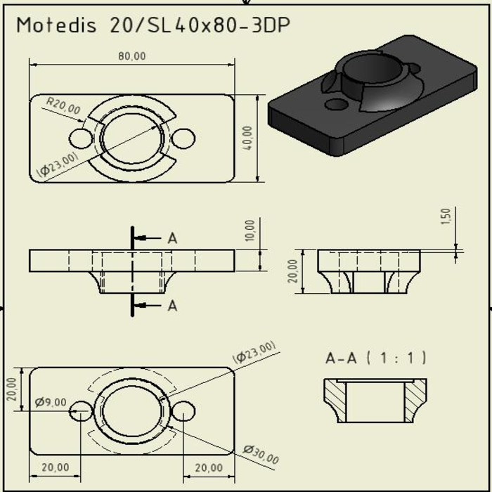 Ofrecemos Partes de impresión 20  para Cojinete Igus en 3D 