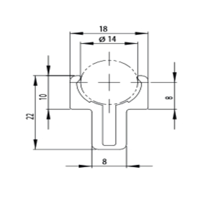 Abrazadera para eje de Ø14mm, perfil con ranura 8mm tipo-I