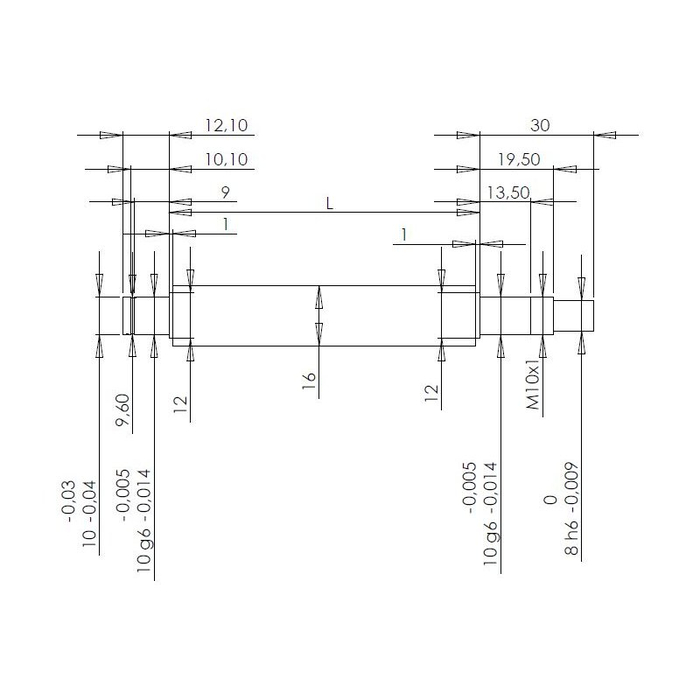 Trapezoidal threaded spindle 16x4 R ready for installation