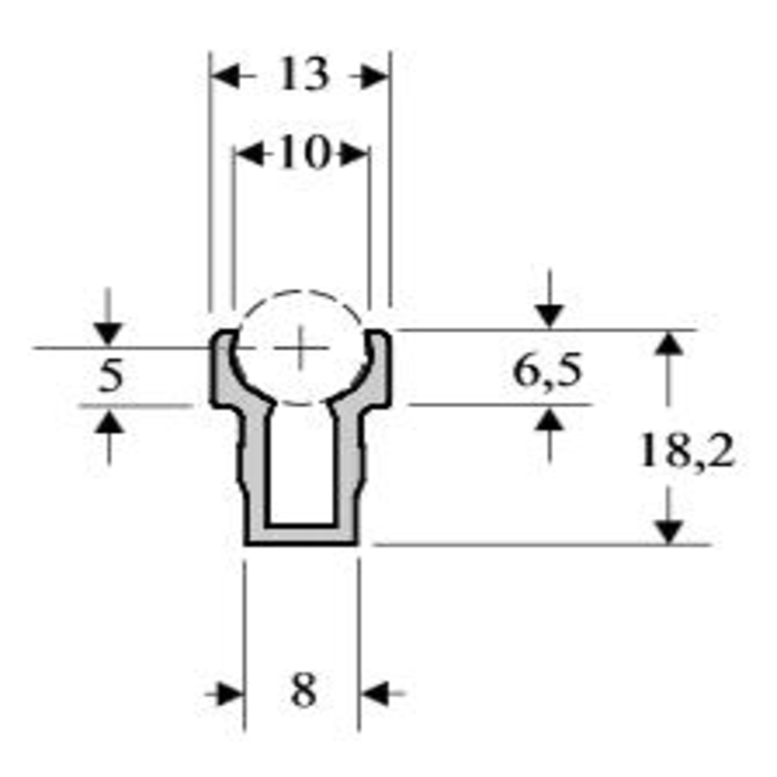 Perfil de sujeción para eje 10 Slot 8 I-Type en aluminio anodizado longitud 1980mm