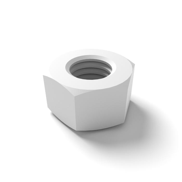 Nut DIN 934 - M5, M6 and M8 so natural white