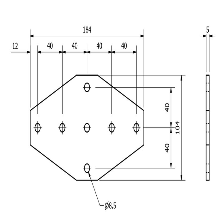 X-connector plate 184x104, Laser cut