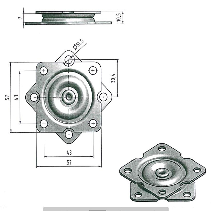 Rotating assembly 57x57 sheet steel