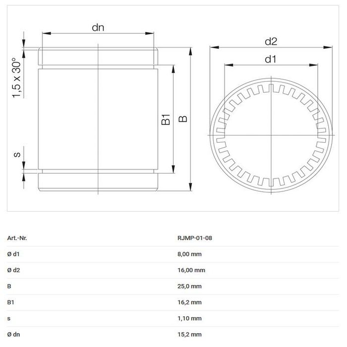 Linear plain bearing Igus RJMP-01-08