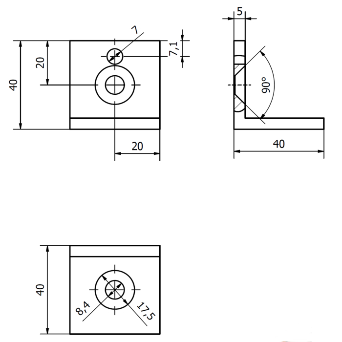 Steel bracket 40 simple no rotate for Scooter black