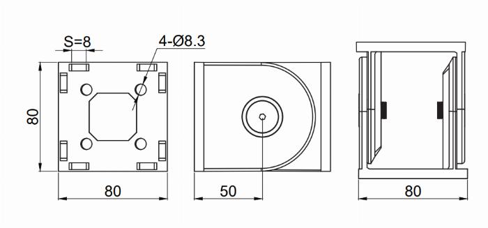 80x80 I-Type slot 8 aluminum joint is supplied with four screws for mounting